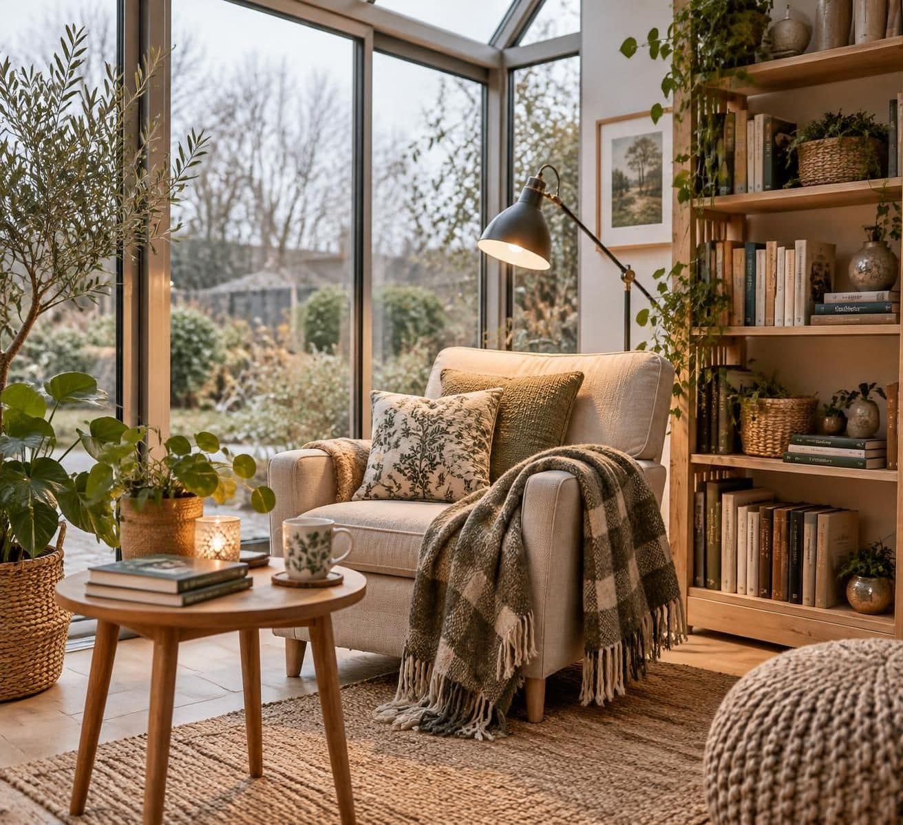 aménagez un coin lecture chaleureux dans une véranda orientée nord grâce à des astuces pour profiter de la lumière, choisir le mobilier et créer une ambiance cosy.